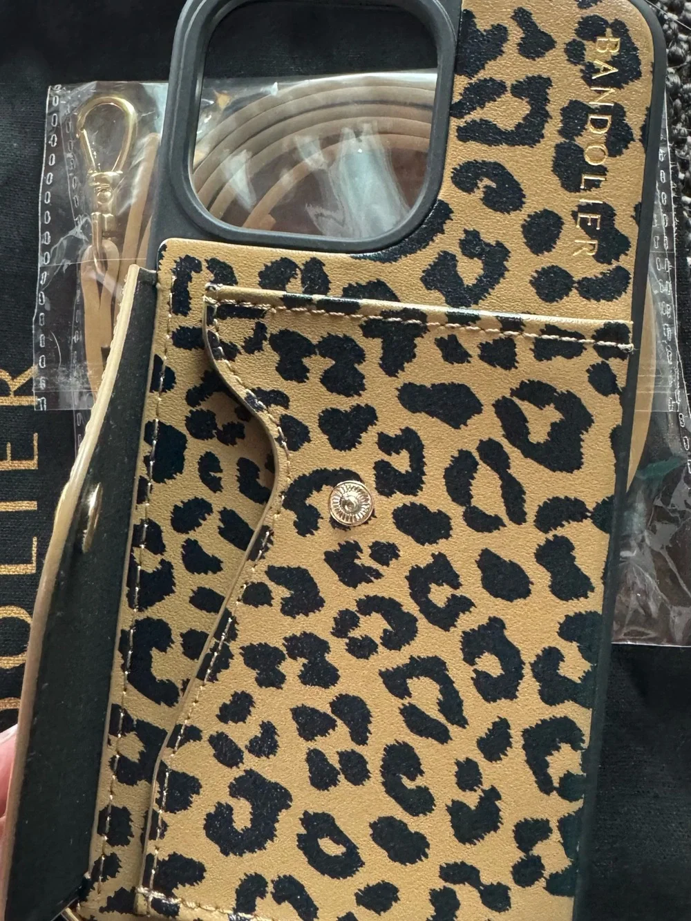 Bandolier Leopard Print Card Pocket iPhone Case 15 Pro Max - NWOT